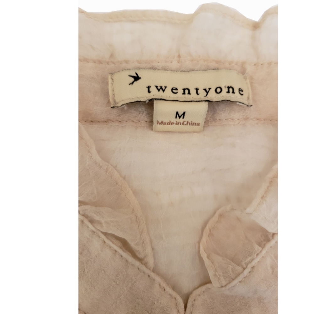 Sheer Ruffle Button Shirt - Picture 6 of 7